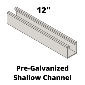 Shallow Channel With Short Slots 14 Gauge 1-5/8" X 13/16" 12 In Long Pre Galv